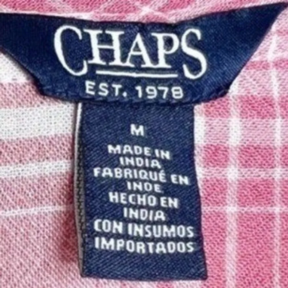 Chaps Womens NWT Pink Plaid Ruffle Tiered Sleeve Blouse Top Size Medium‎ NEW